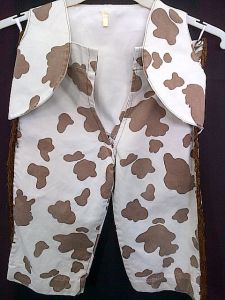 Kids Costumes to Hire - Cowboy  (white & brown )Waistcoat & Chaps